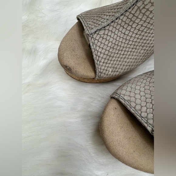 Clarks ANNADEL JOY Sandals croc embossed nubuck cork wrap cushioned 2.95” 8 M - Picture 4 of 11